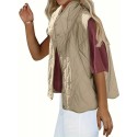 High Neck Solid Jacket, Sleeveless Casual Outwear For Spring & Fall, Women's Clothing High Neck Solid Jacket, Sleeveless Casual Outwear For Spring & Fall, Women's Clothing